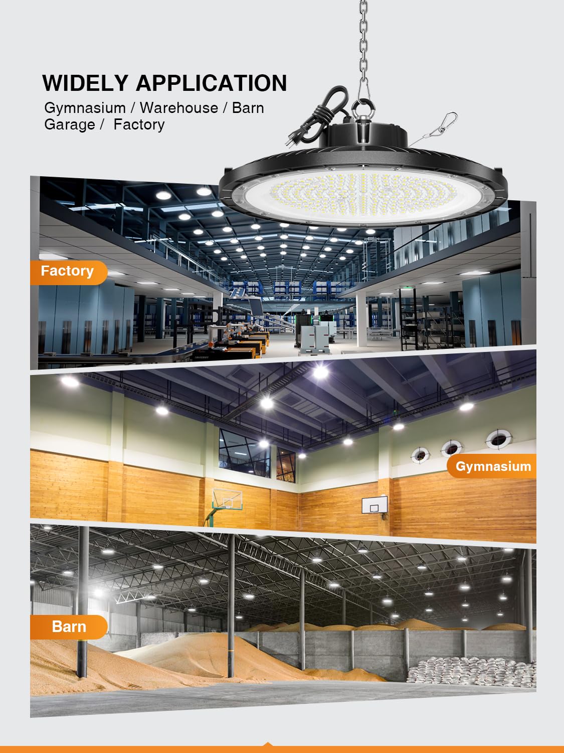 ONLYLUX UFO LED High Bay ideal for warehouses, gyms, and workshops.