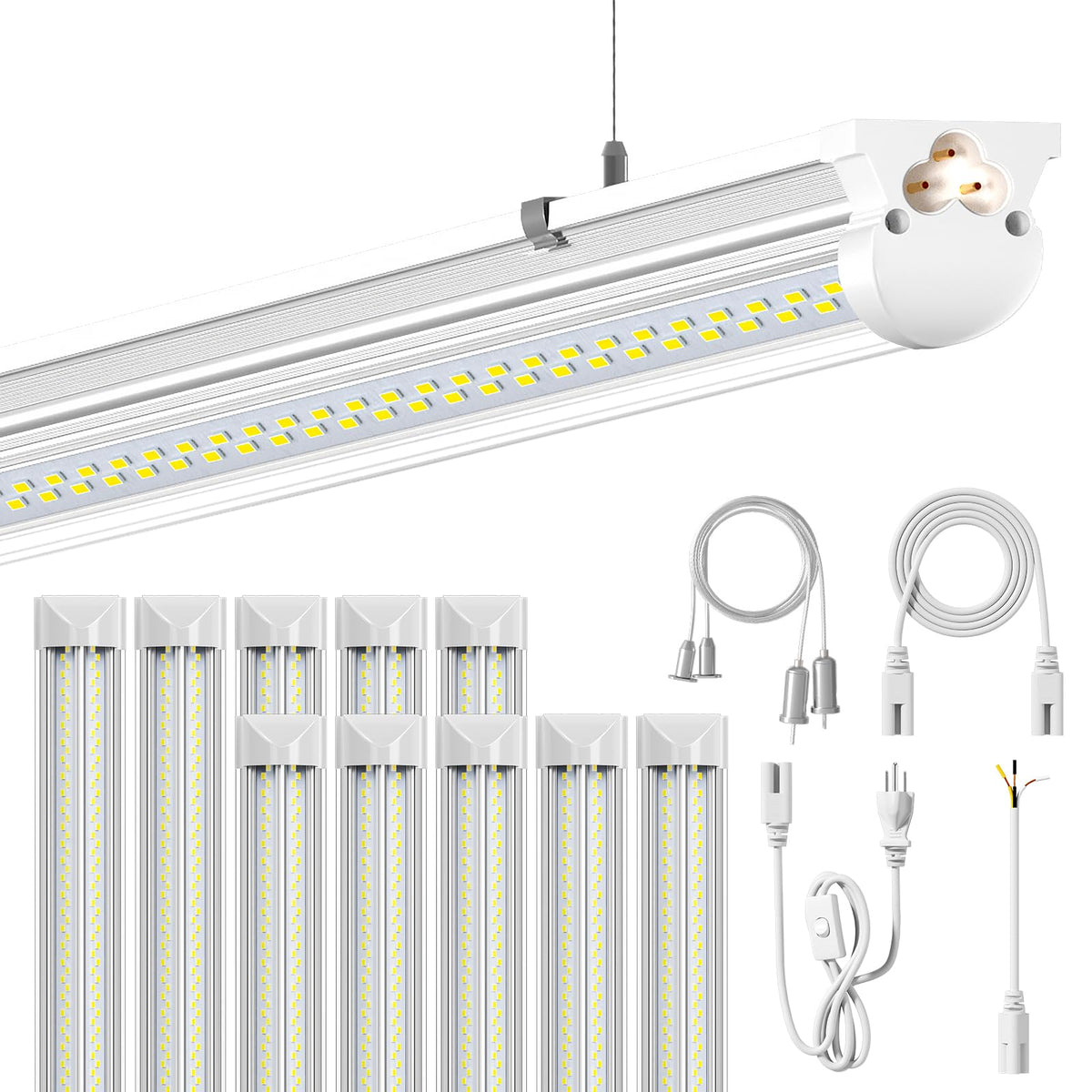 ONLYLUX 8ft LED shop light with v shape four row chips for bright workshop visibility