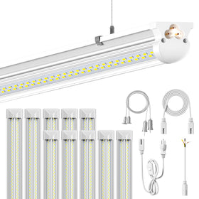 ONLYLUX 8ft LED shop light with v shape four row chips for bright workshop visibility