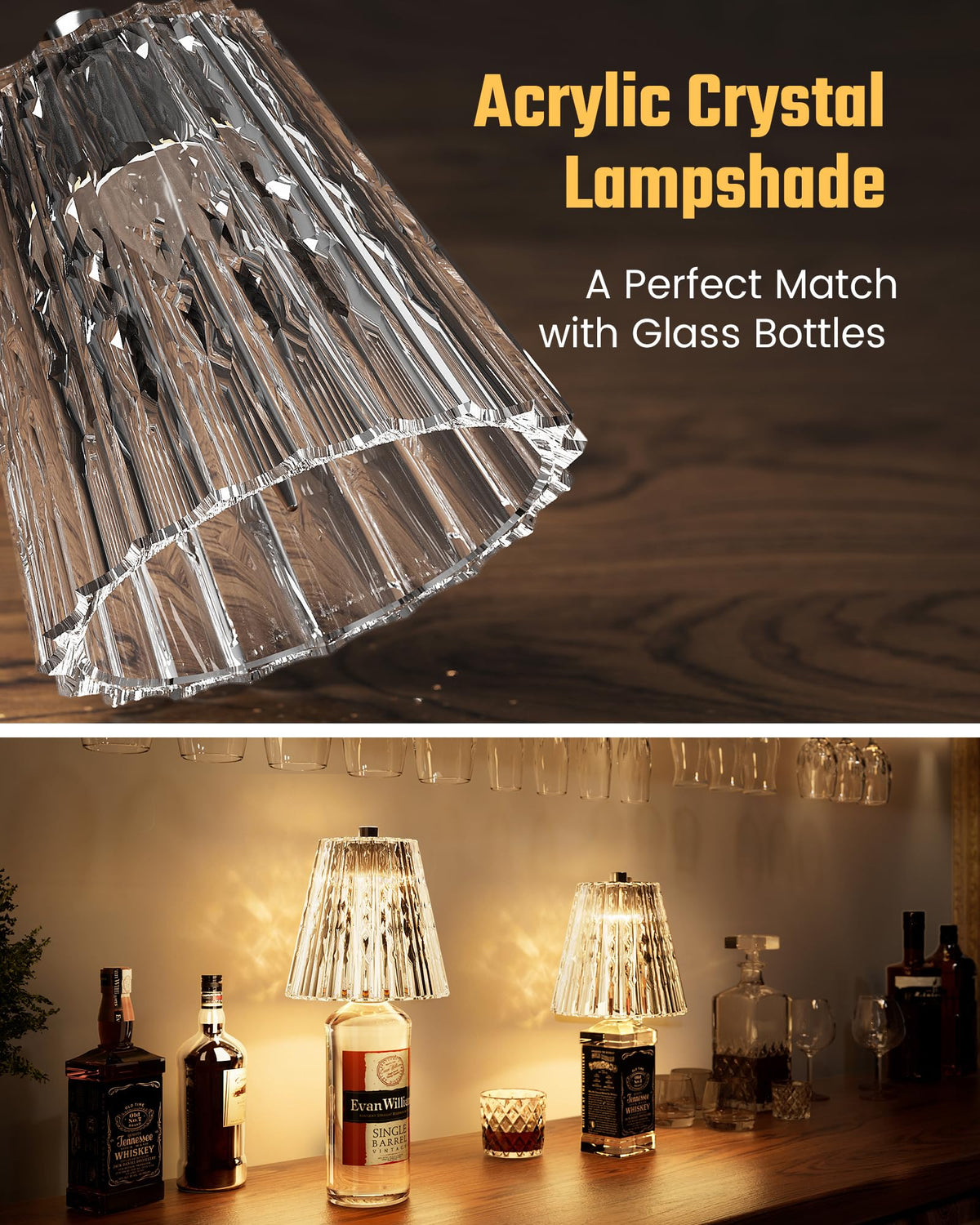 ONLYWIN 2-pack bottle lamps offer versatile bar and kitchen lighting.