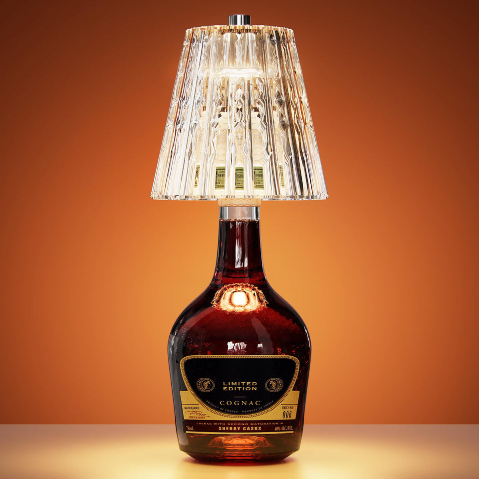 OnlyWIN bottle lamp with crystal shade lights a wine bottle for ambient decor.