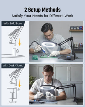 ONLYWIN magnifying lamp base stand anchors free-standing use on work surfaces.