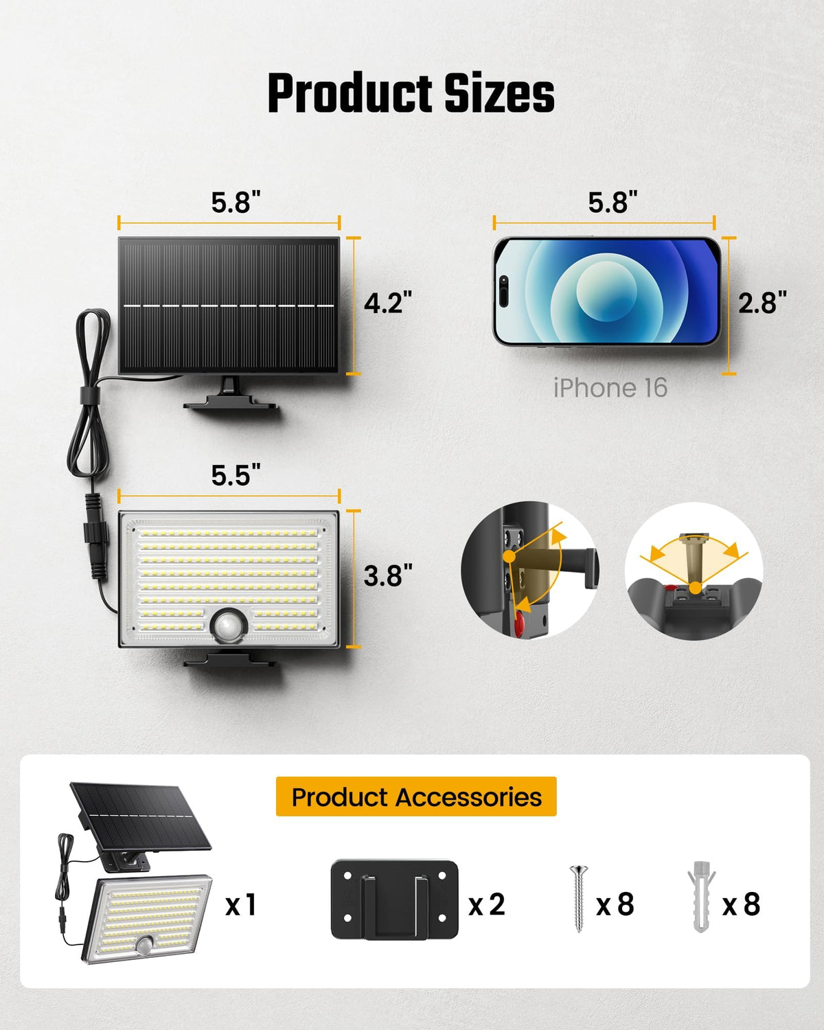 ONLYWIN Mini Solar Lights wide-coverage 170 LEDs deliver clear visibility across a broad area.