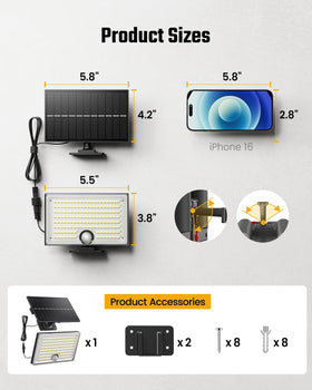 ONLYWIN Mini Solar Lights wide-coverage 170 LEDs deliver clear visibility across a broad area.