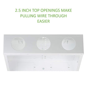 On-Q Legrand 14in enclosure side tabs enable adaptable installation.