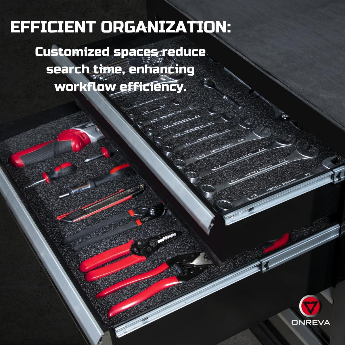 ONREVA durable polyethylene foam provides long-lasting protection for tools.