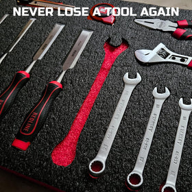 Protective tool drawer foam by ONREVA cushions and separates tools.