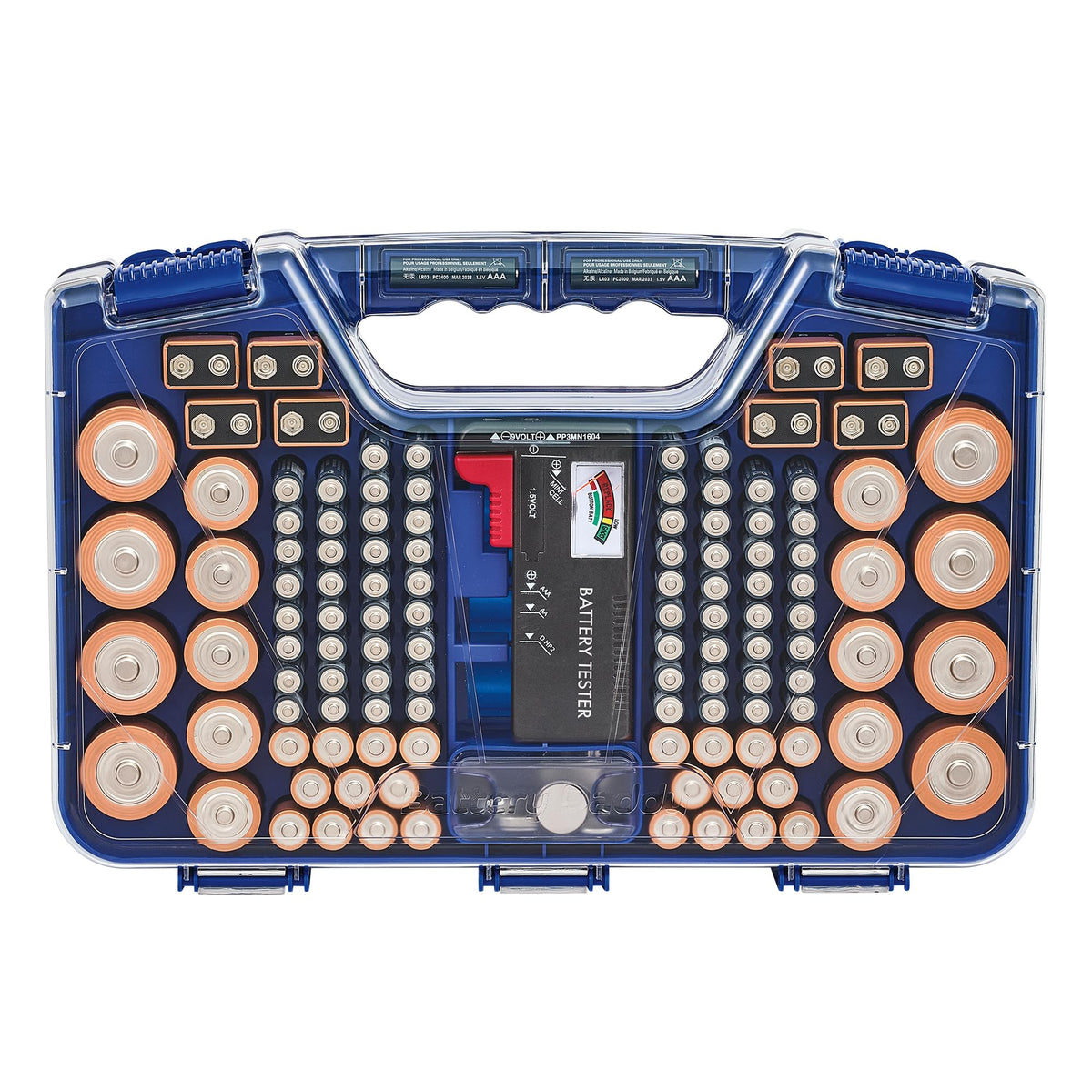Ontel Battery Daddy organizes AA and AAA slots for quick finds