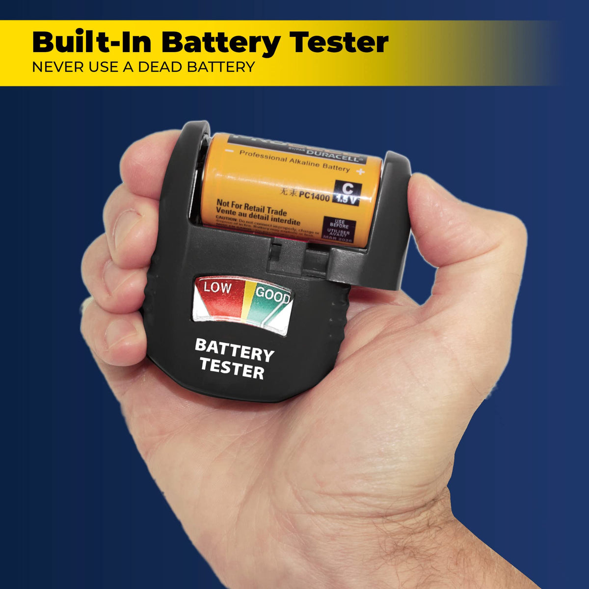 Ontel Battery Daddy Smart side compartments neatly separate battery types.