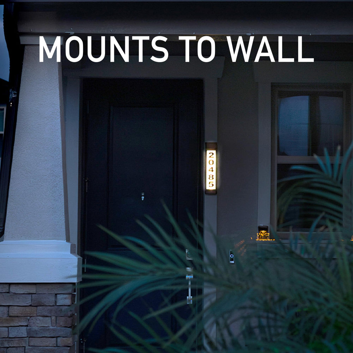 Ontel Sensor Brite address light mounted on wall for quick outdoor numbering.