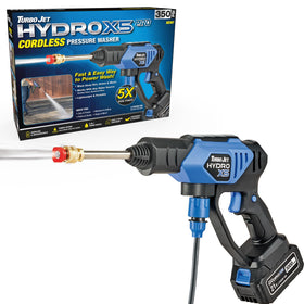 Ontel Turbo Jet HydroX5 Pro cordless cleaner for portable patio cleaning.
