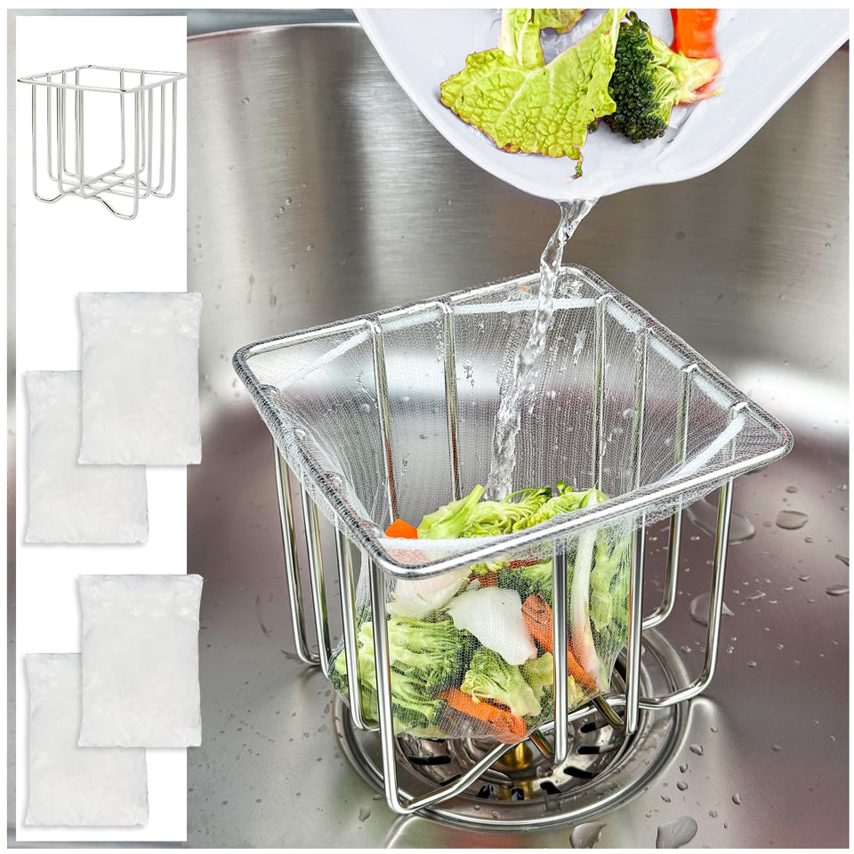 ONVIPSTOO kitchen sink strainer basket holder keeps debris out of the drain