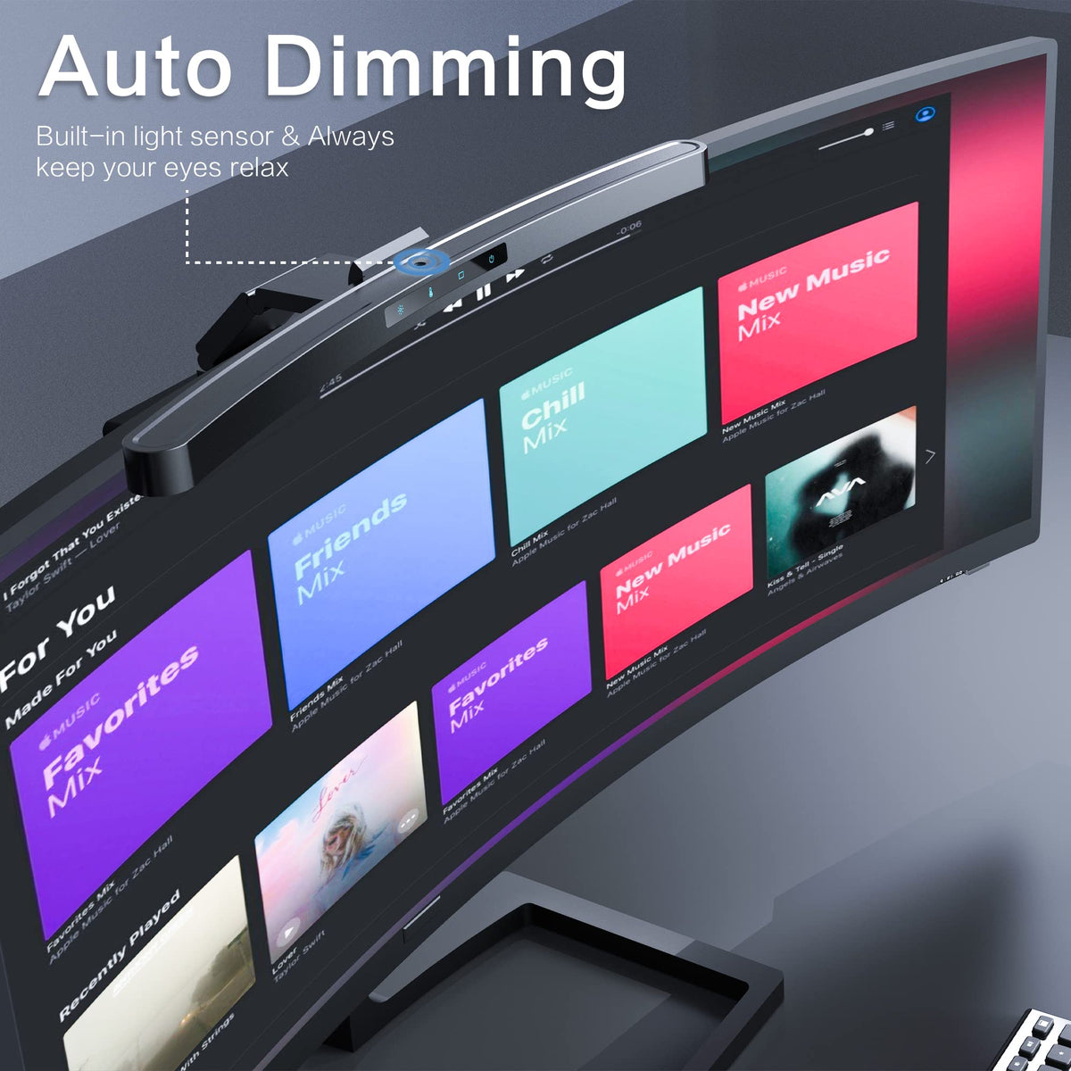 ONWAY ambient-sensor auto-dimming captures ambient light for comfortable work sessions