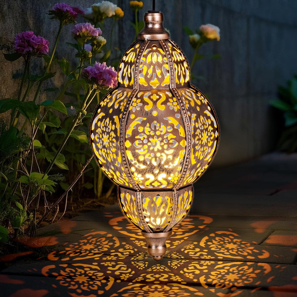 ONWEII solar lantern outdoor garden decor emits warm glow for patio evenings