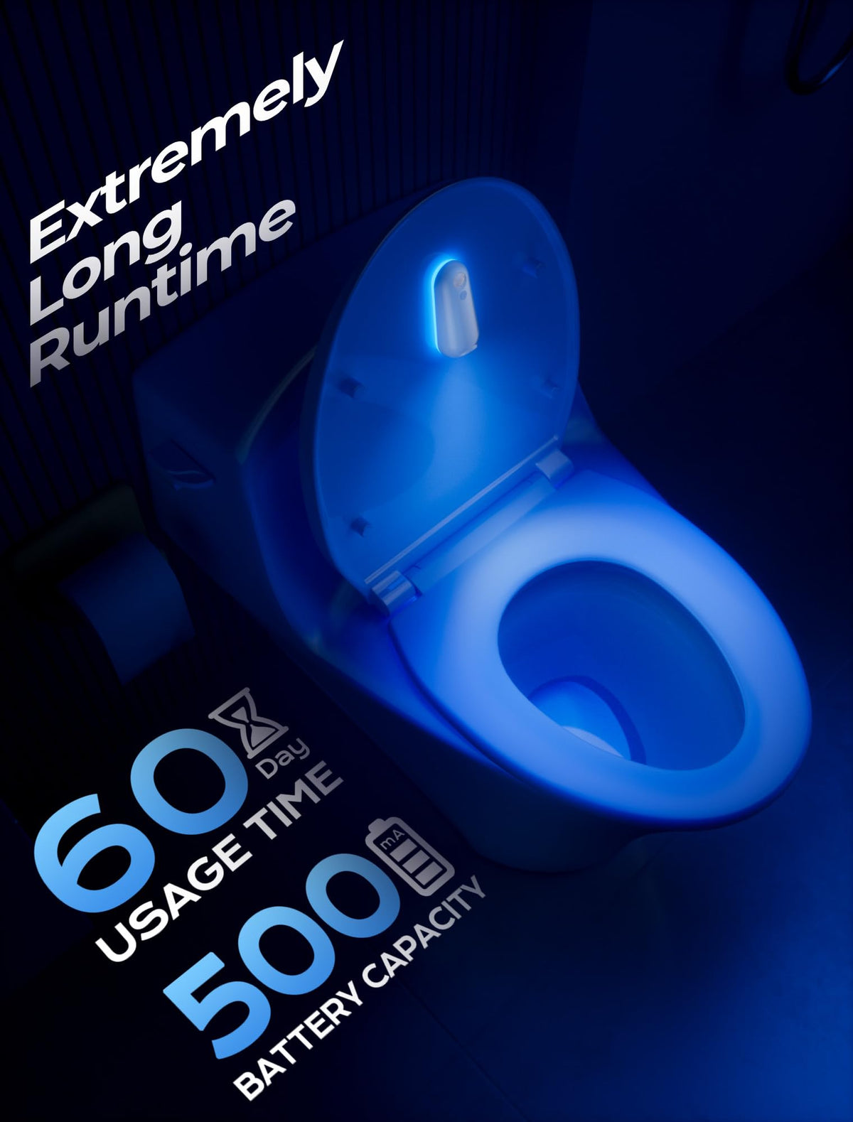 ONXE toilet light install easily with peel-and-stick base and clip