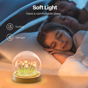 ONXE Tulips Night Light pink glow, ideal for cozy bedside moments.