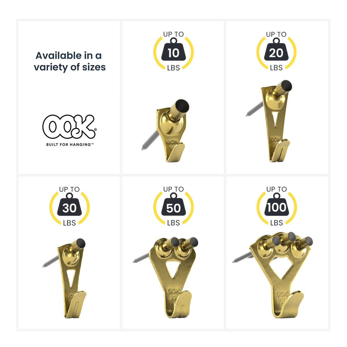 OOK set of 10 hangers designed for versatile gallery wall layouts