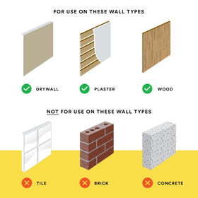 OOK brass finish adds a professional look to plaster or drywall displays