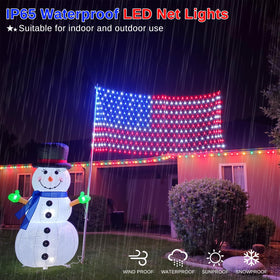 ooLALoo waterproof flag lights withstand rain for year-round outdoor decor.