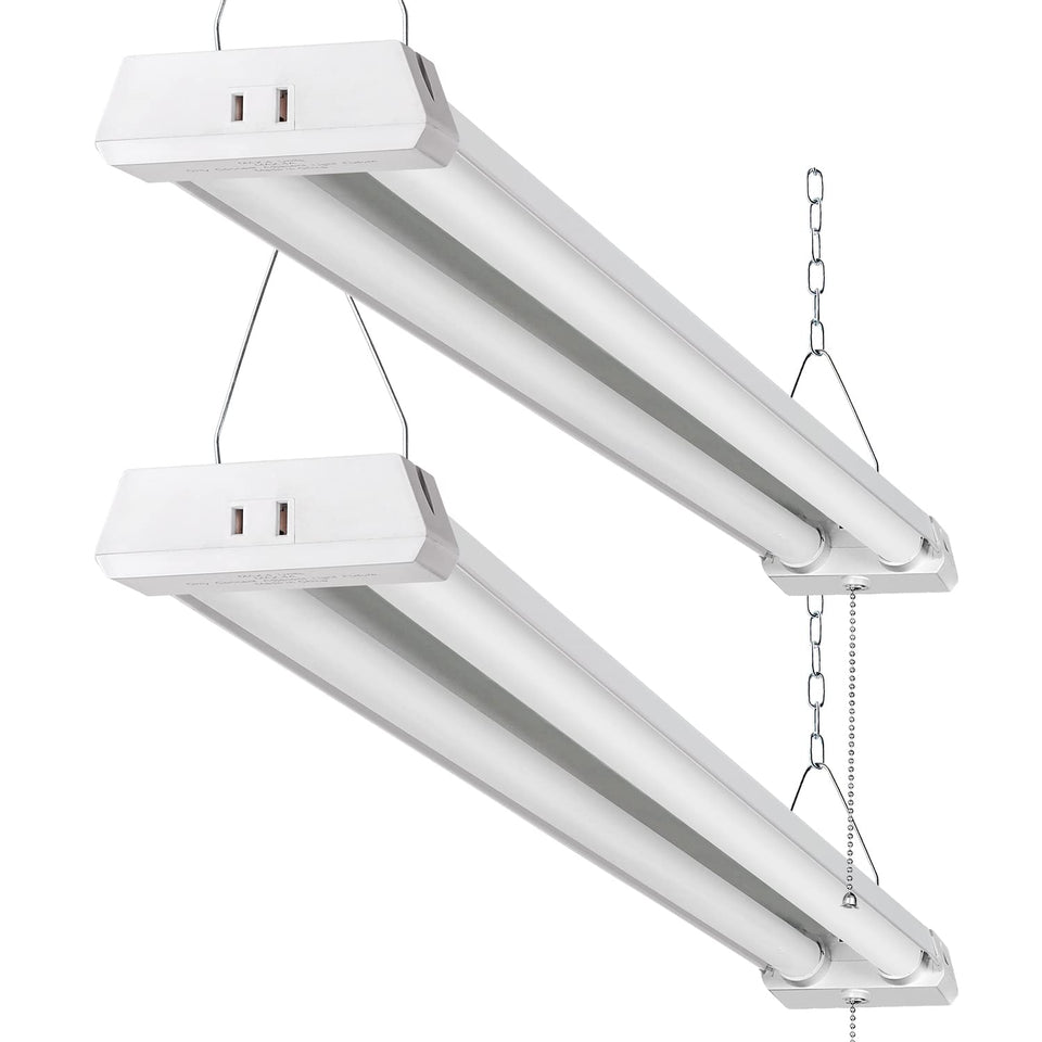 OOOLED 4FT linkable LED shop light installation improves garage visibility.