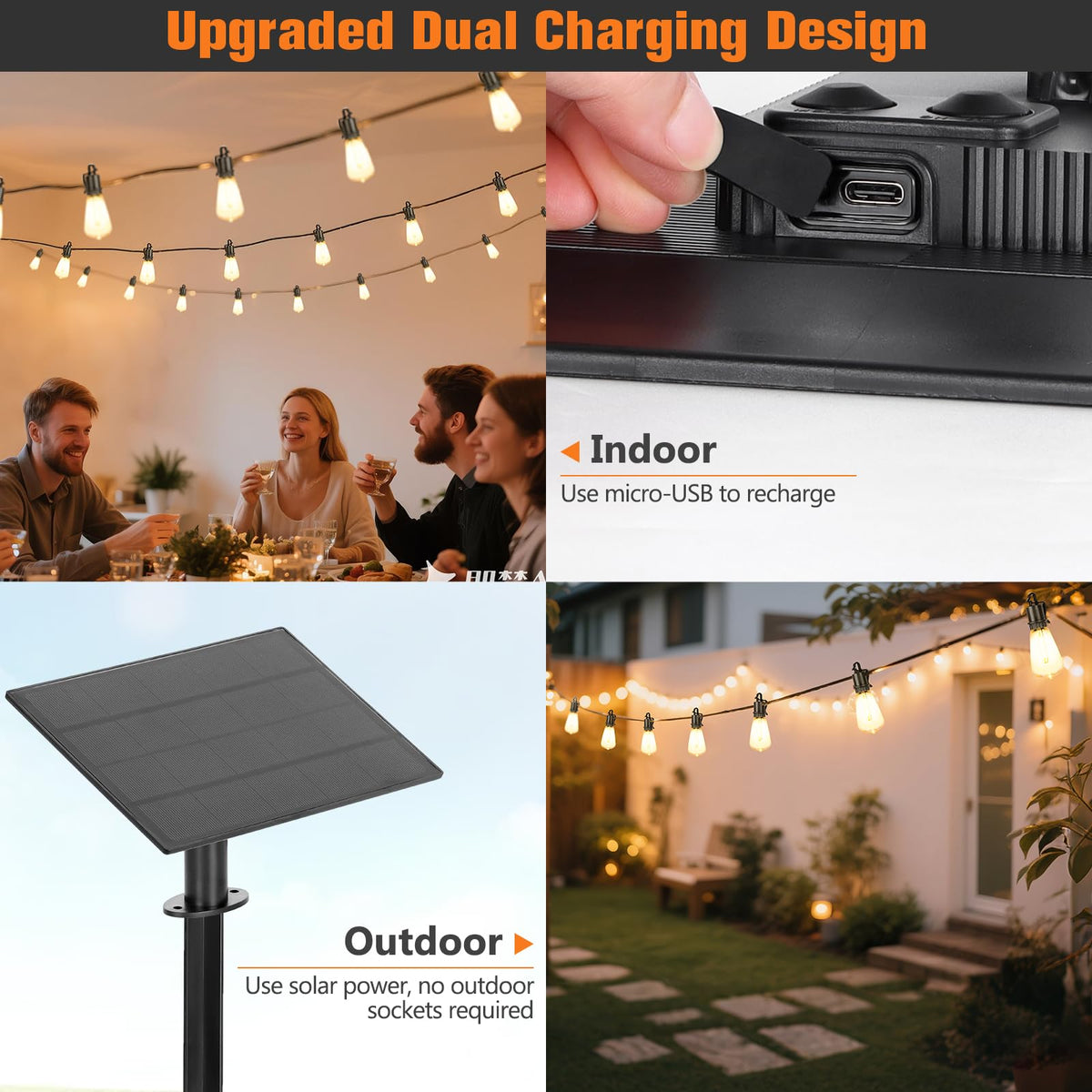 OOOLED IP65 waterproof outdoor string lights with bright LED bulbs withstand all weather