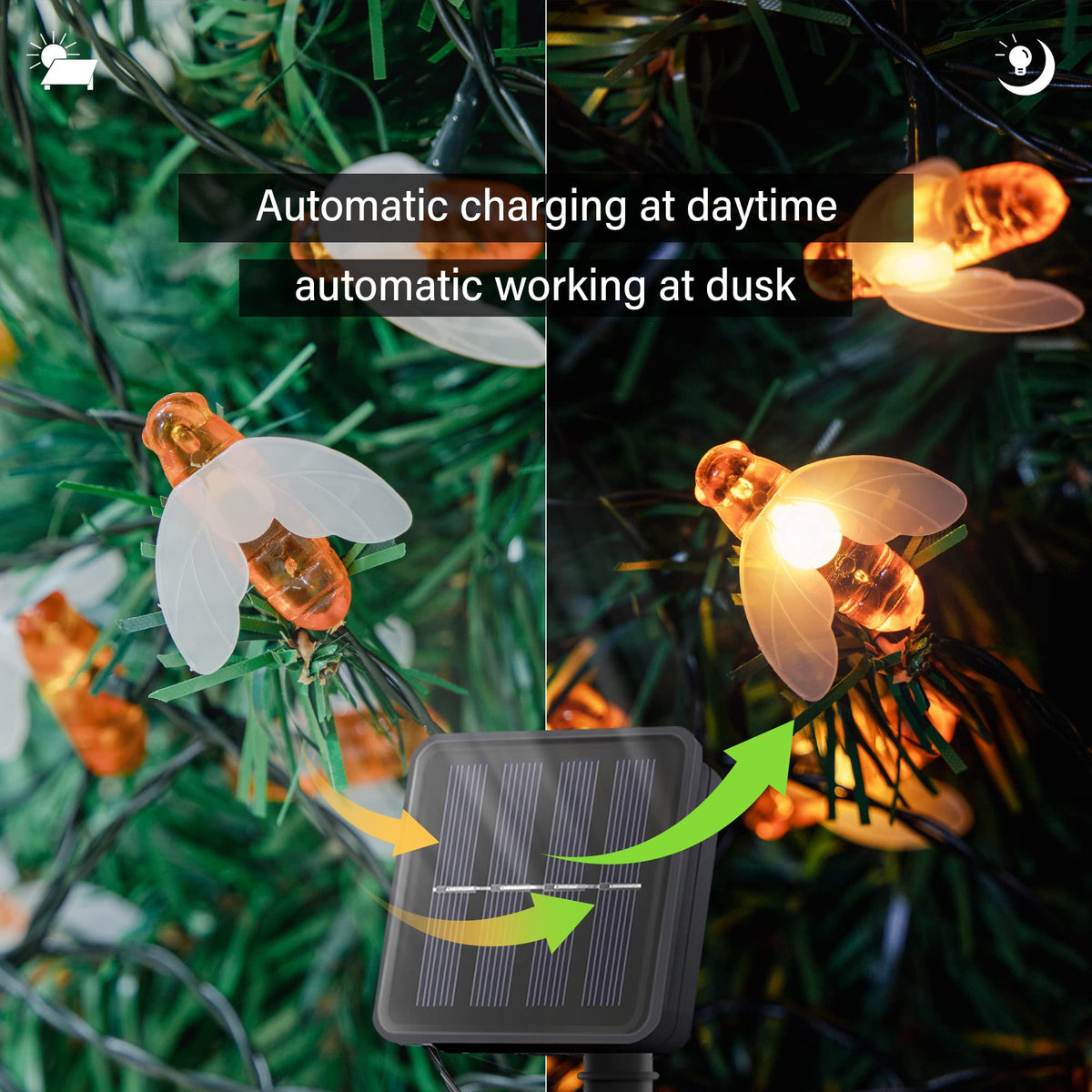 Oopswow bee garden lights display eight modes for customizable ambience.