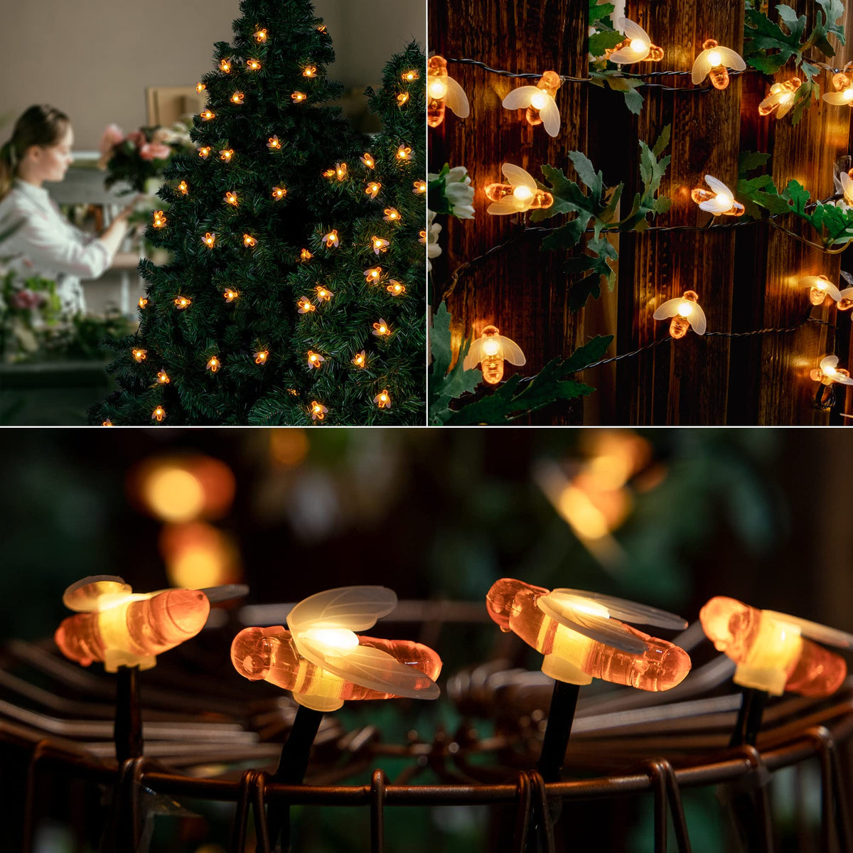 Oopswow garden-path bee lights brighten walkways and fences at night.