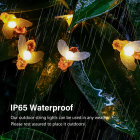 Oopswow waterproof bee lights withstand rain, enabling outdoor decoration year-round.