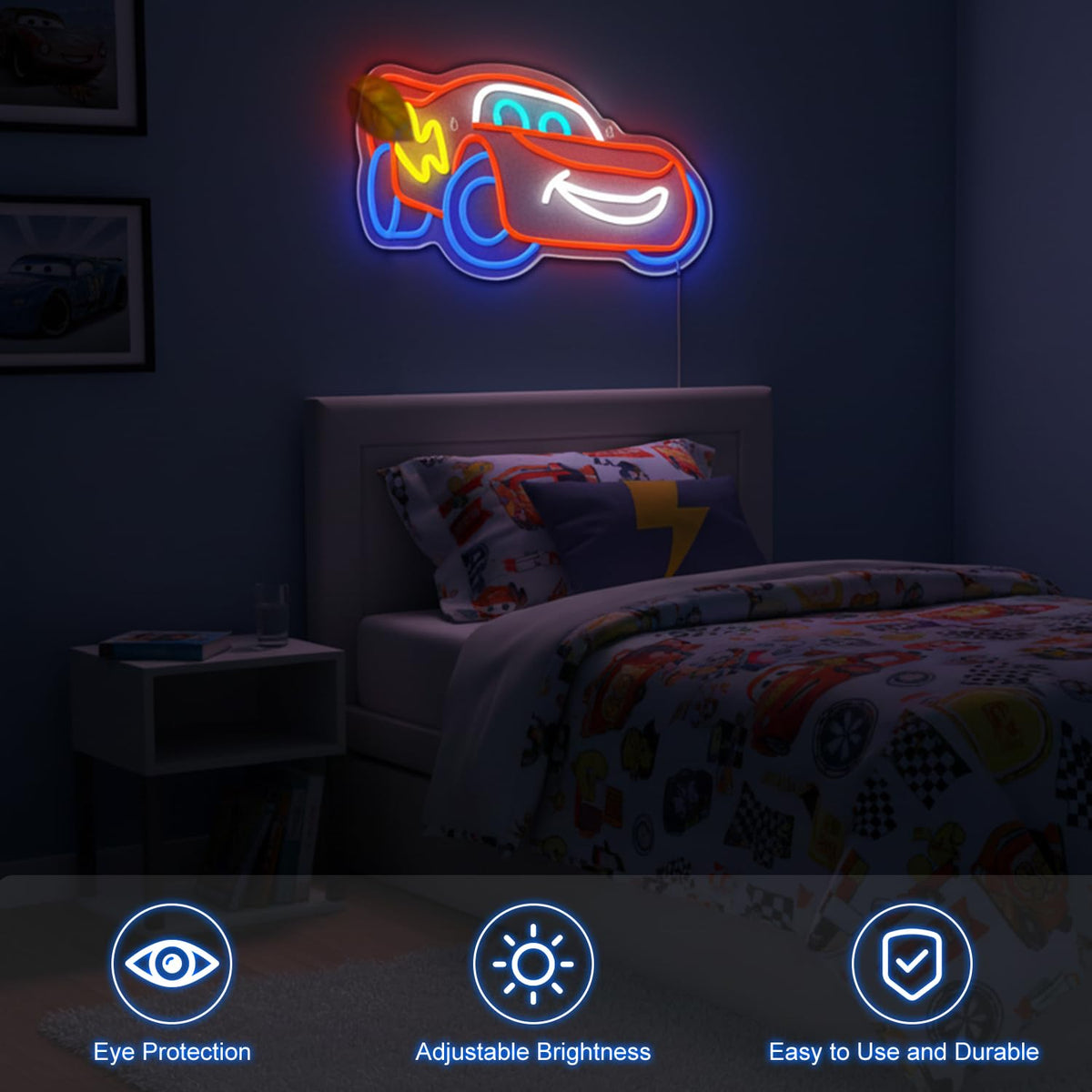 OOSIVEN racing-car neon sign USB powered for quick setup