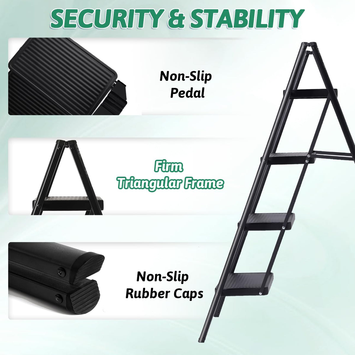 OOSOFITT ladder open and extended for high reach tasks.