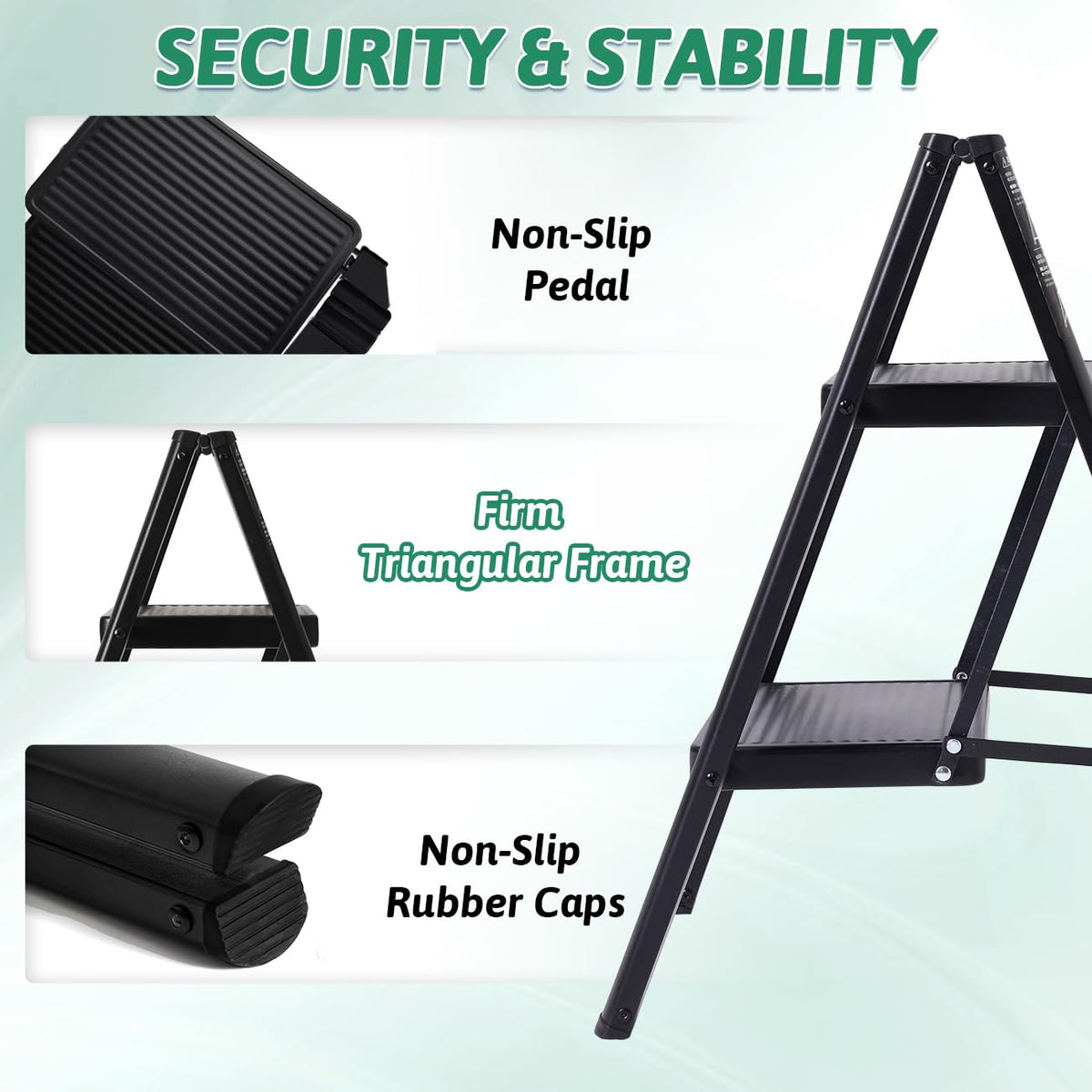 OOSOFITT heavy-duty ladder supports up to 330 lbs for sturdy indoor tasks.