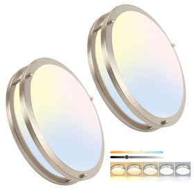 OOWOLF 13-inch LED flush mount in brushed nickel for bright ceiling lighting