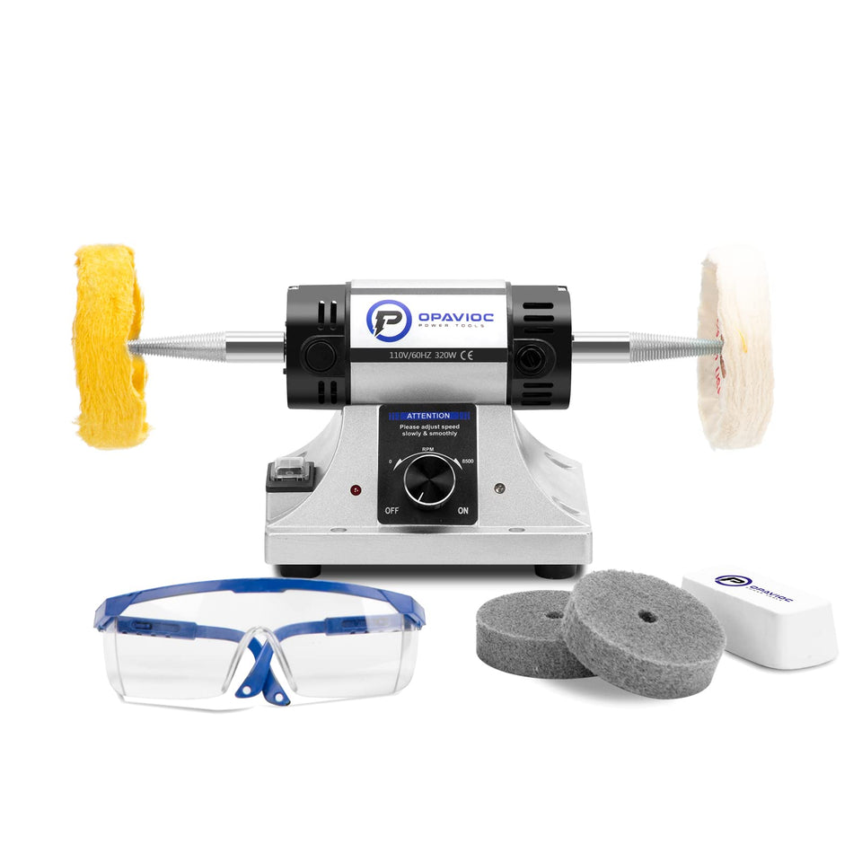 OPAVIOC Jewelry Polisher front view on bench grinder for precise metal polishing