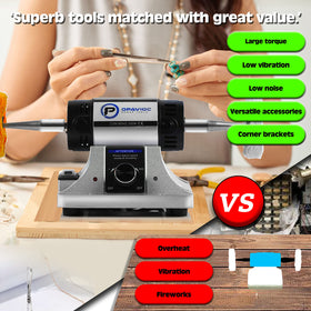 OPAVIOC Jewelry Polisher workspace setup illustrates portable, low-noise operation.