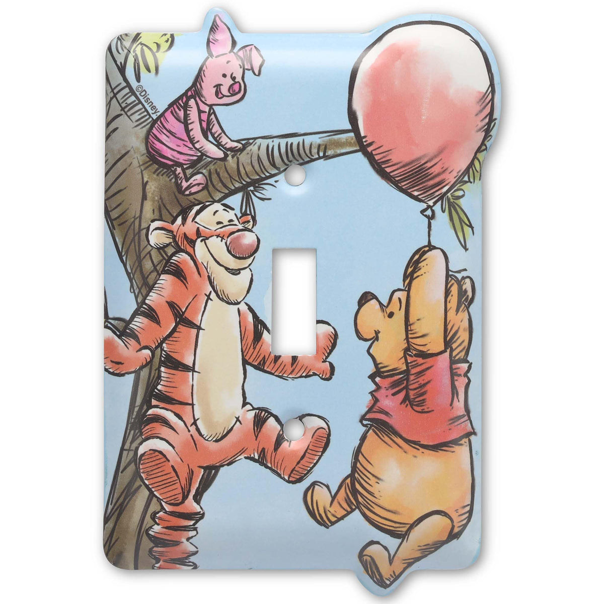 Open Road Brands Winnie the Pooh switch plate scene with Piglet and Tigger for whimsical décor.