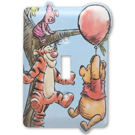 Open Road Brands Winnie the Pooh switch plate scene with Piglet and Tigger for whimsical décor.