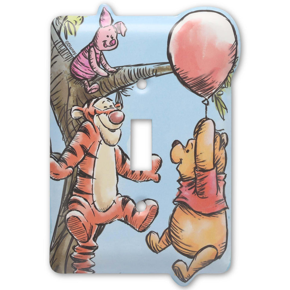 Open Road Brands Winnie the Pooh switch plate scene with Piglet and Tigger for whimsical décor.
