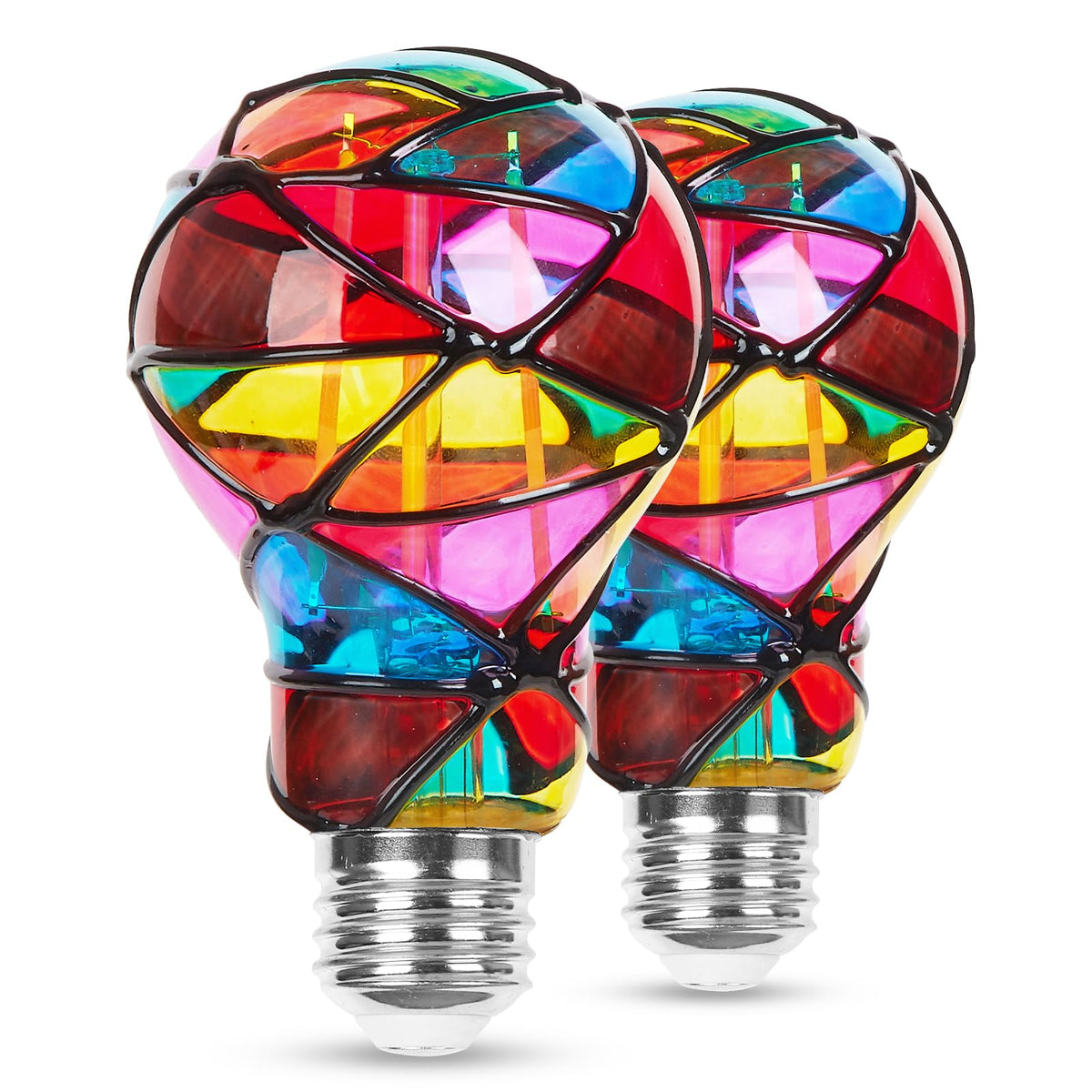 opiucl stained glass bulb with colorful glow enhancing cozy living room ambiance