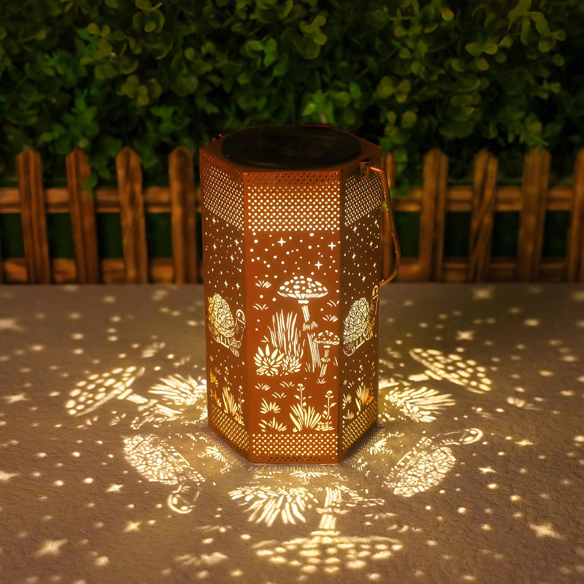 Opjoy garden turtle solar lantern showcasing ornate metalwork for outdoor ambiance.