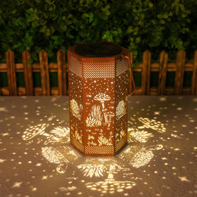 Opjoy garden turtle solar lantern showcasing ornate metalwork for outdoor ambiance.