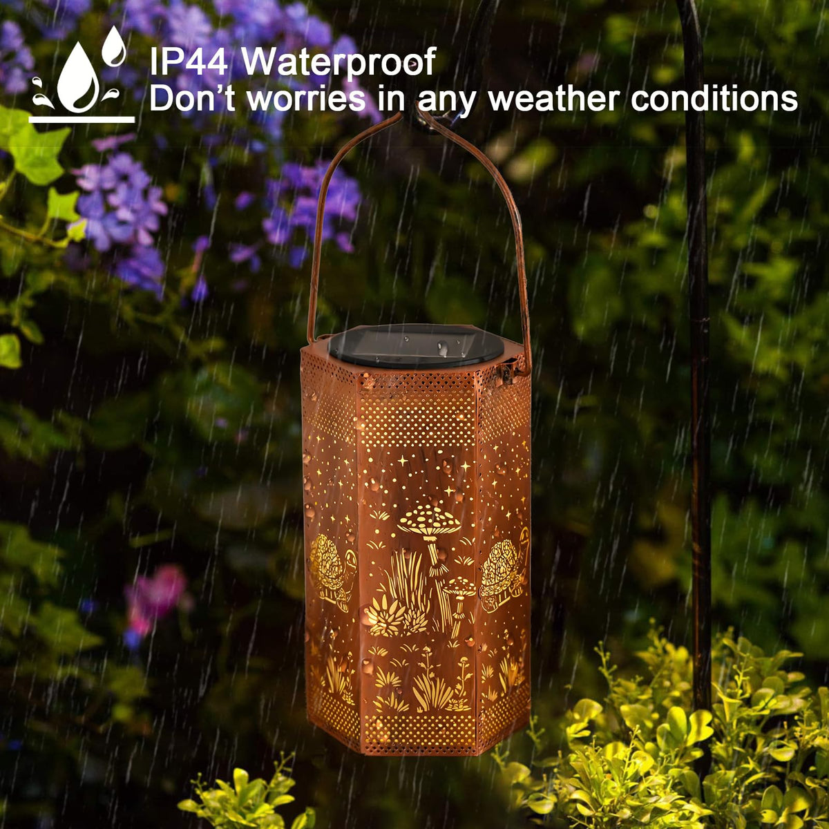 Opjoy turtle hanging lantern brightening patios and trees.