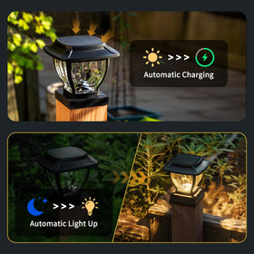 OPOIRA post cap lights illuminate wooden deck ambience