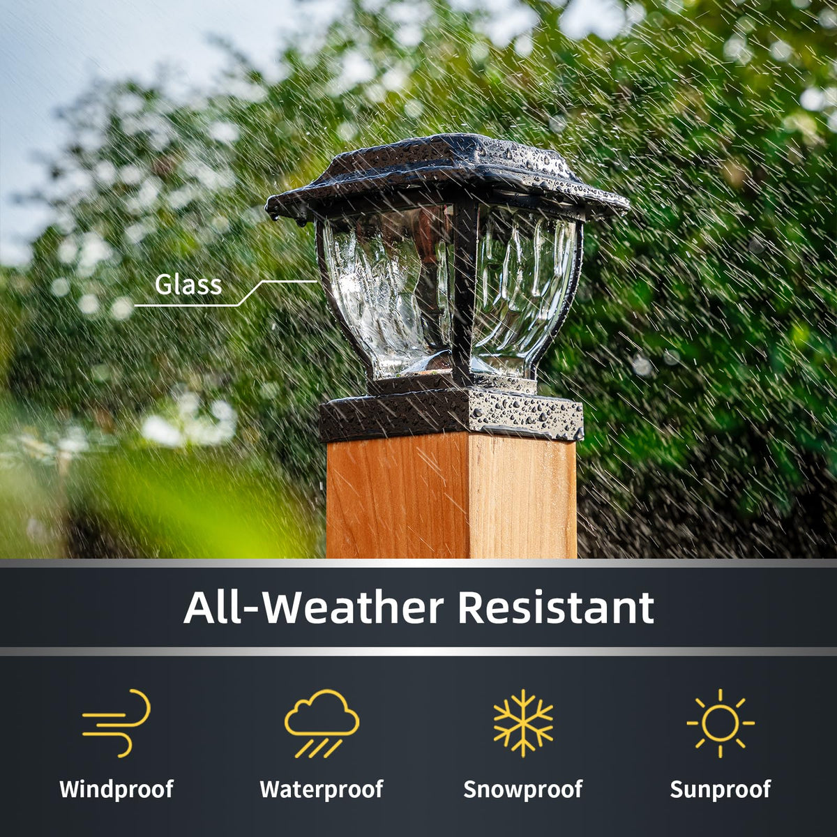 OPOIRA warm white glow on garden post