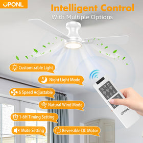 OPONL flush mount ceiling fan saves space while adding elegance.