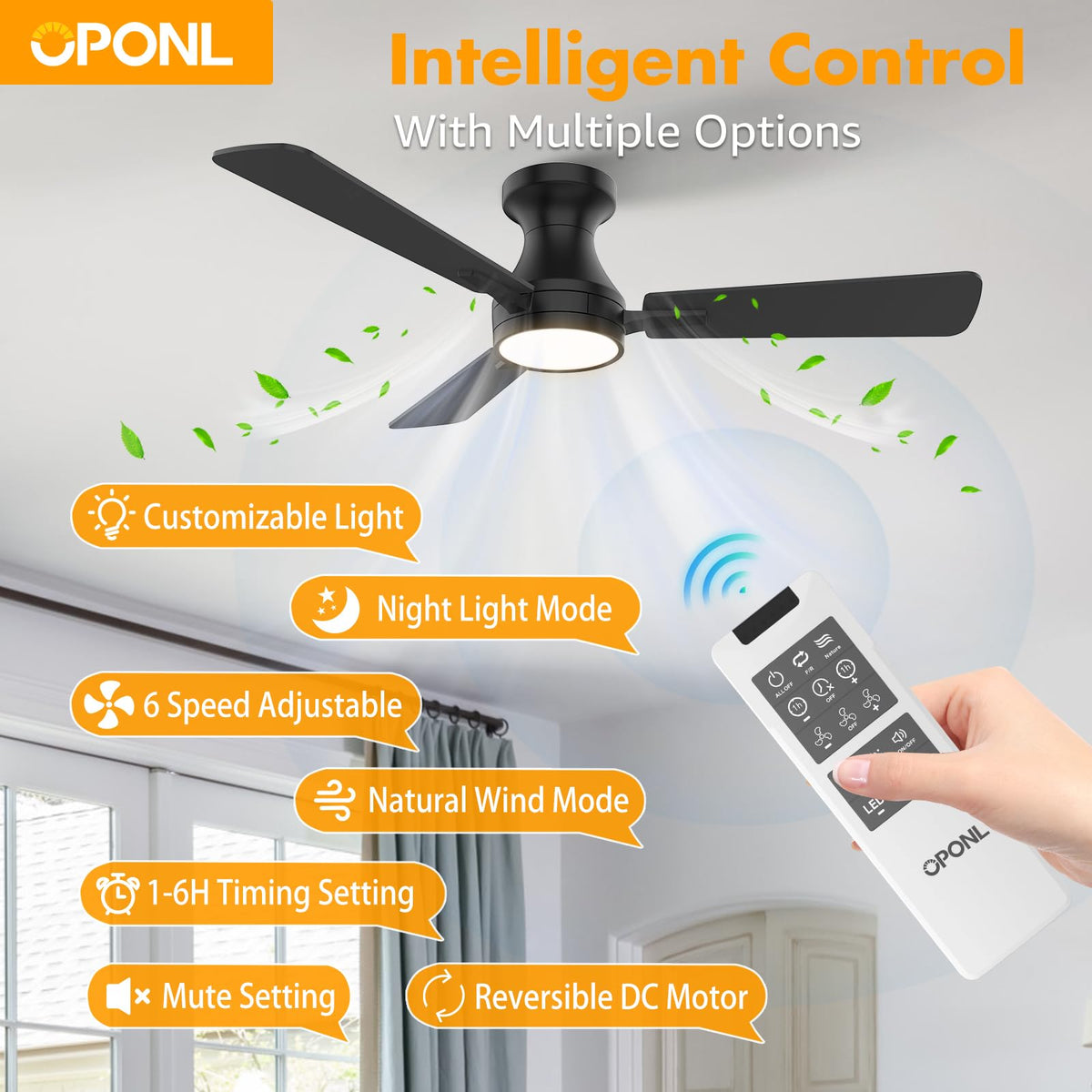 OPONL flush mount ceiling fan fitting neatly in tight spaces