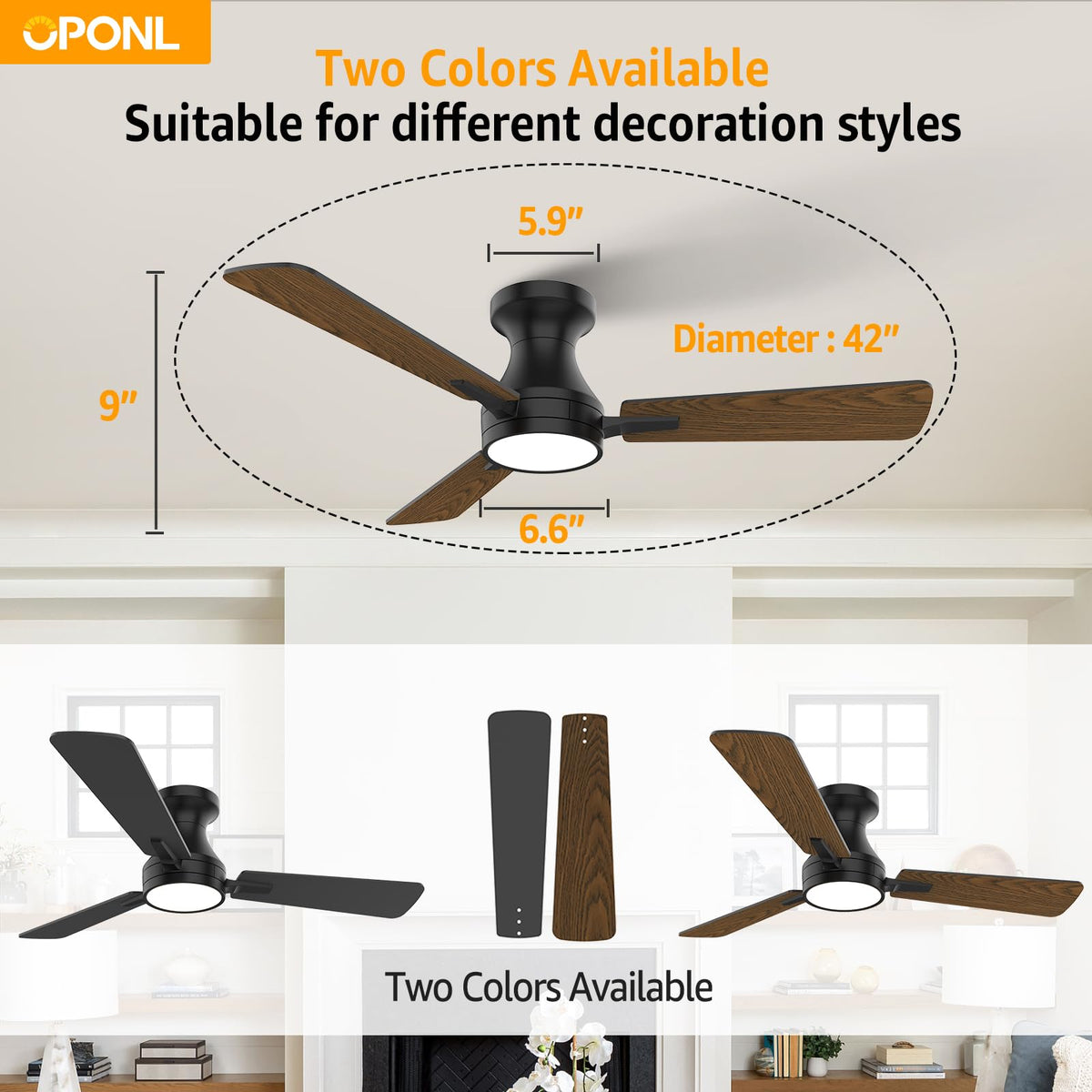OPONL indoor/outdoor friendly fan for patios and porches
