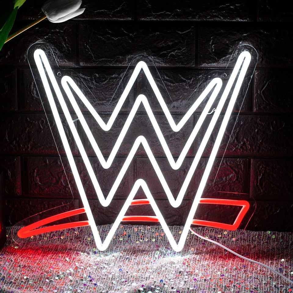 Optiacan Wrestling Neon Sign front view with red and white glow for bold wall decor.