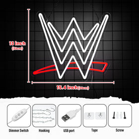 Optiacan Wrestling Neon Sign wall mount holes enable easy hanging in game rooms.