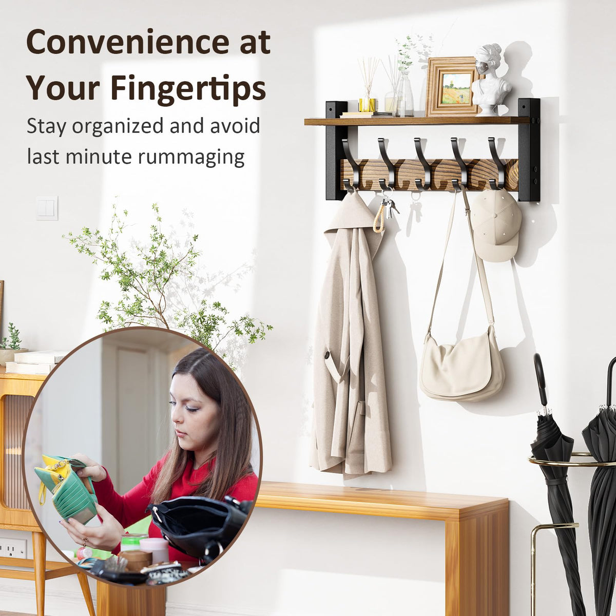 Optish entryway key holder and hat rack keeps essentials within easy reach