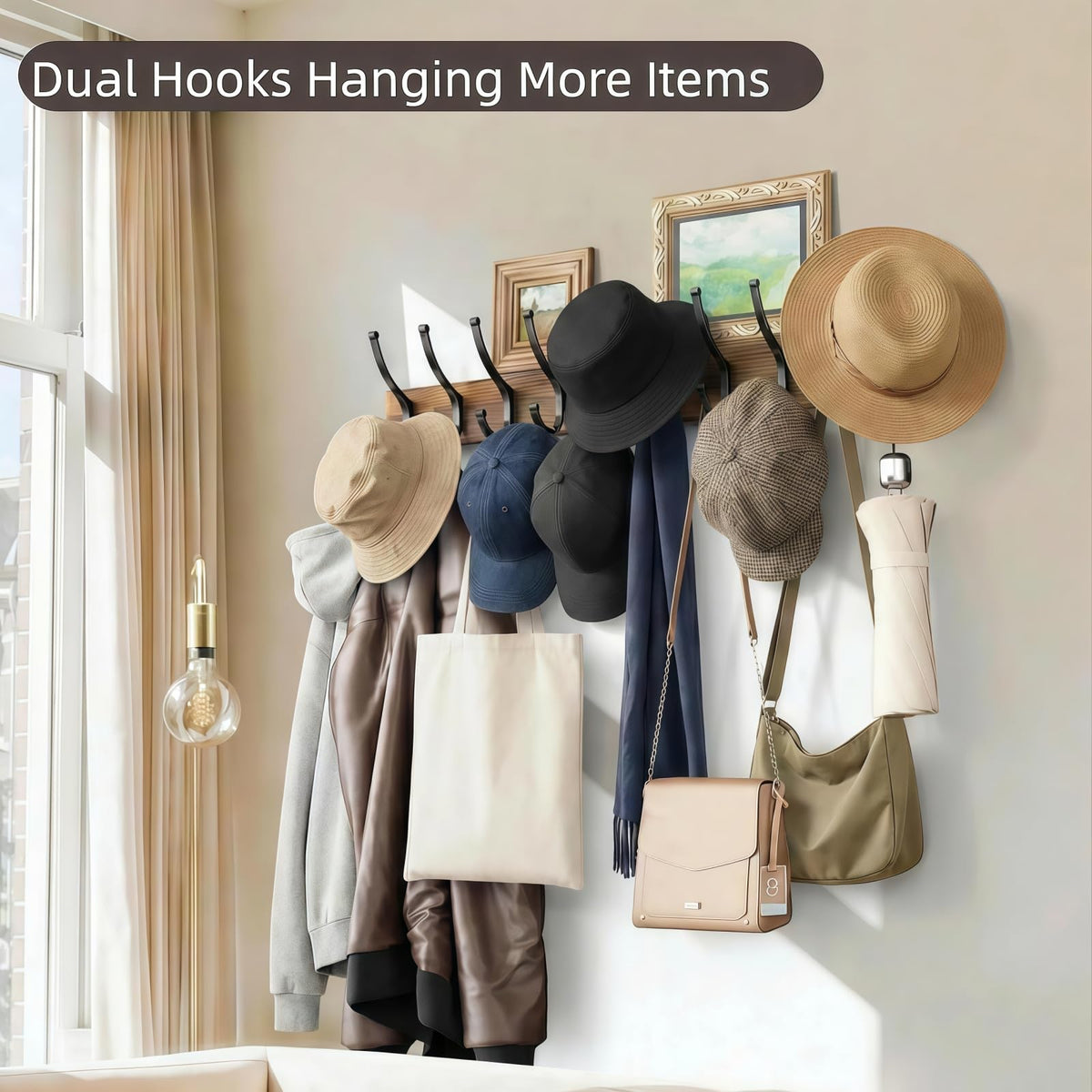 Optish heavy-duty hooks rated 11 lbs each for reliable daily use.